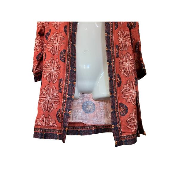 Simple By Suzanne Betro Women's Multicolor Print Open Front Knit Kimono | Size S - Picture 5 of 10